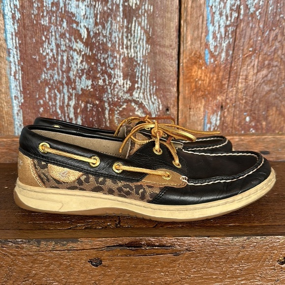 Sperry Top Sider Black Cheetah Print Loafer Size 8 - Picture 3 of 11